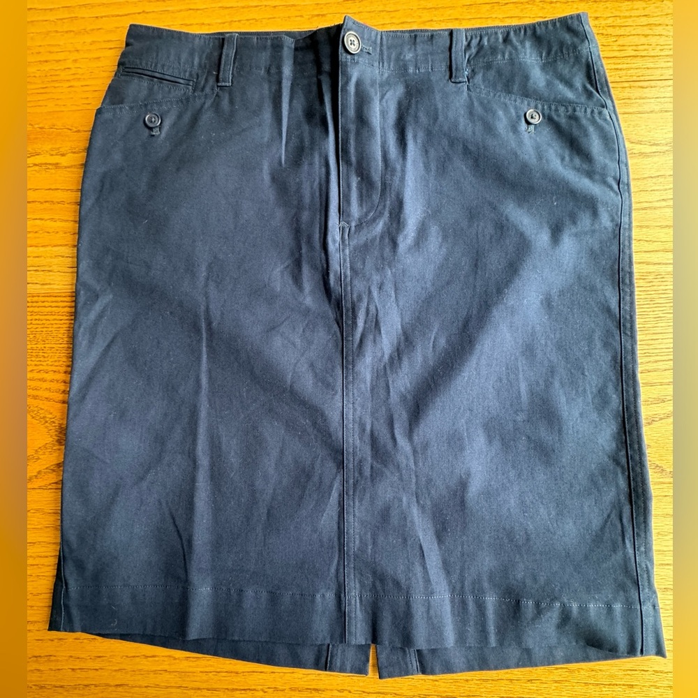 Lauren Ralph Lauren Womens Size 12 Navy Pencil Skirt Back Buckle Business Casual